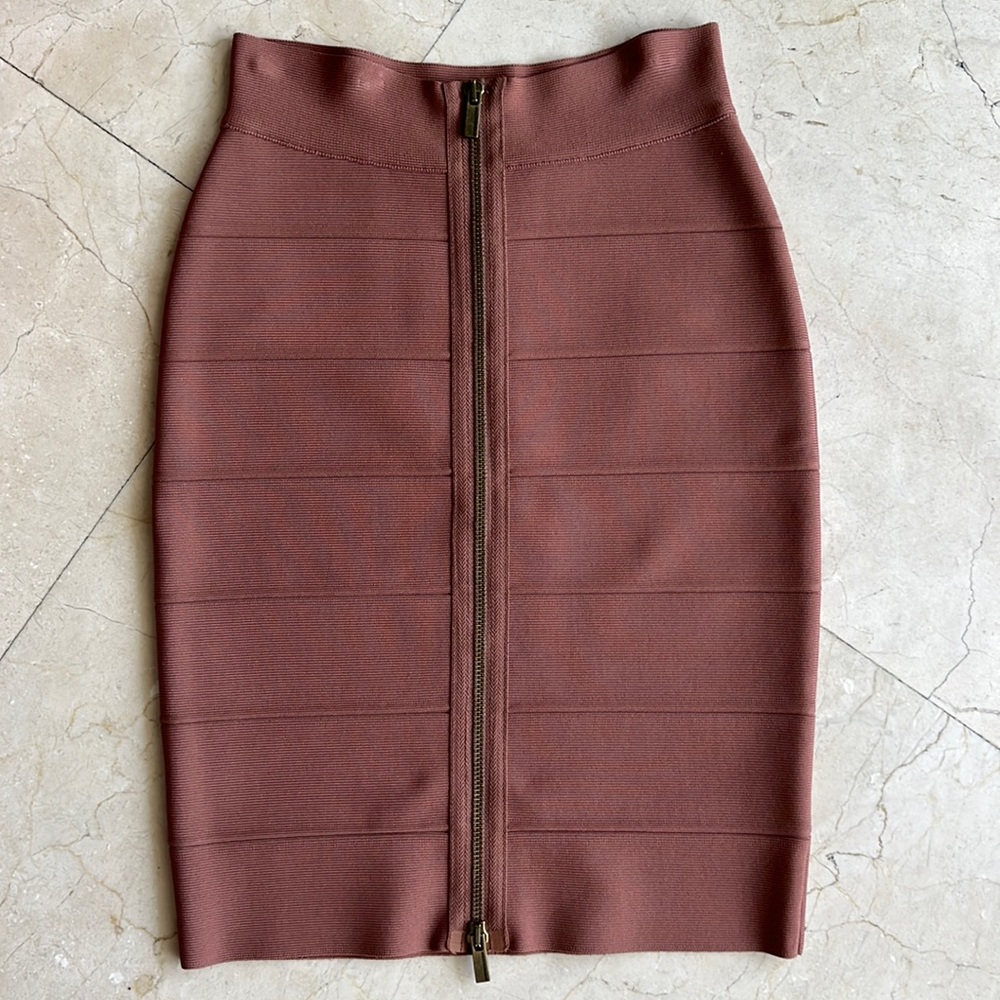 High waist bandage skirt goes to right above knees.